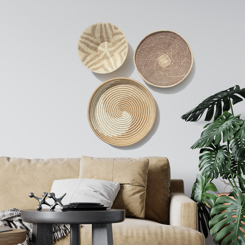 Tonga + Sisal Hanging Baskets - Set of 3